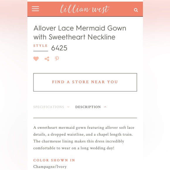 NWT Lillian West sweetheart mermaid lace size 8 wedding gown in champagne/ivory. - Picture 14 of 15